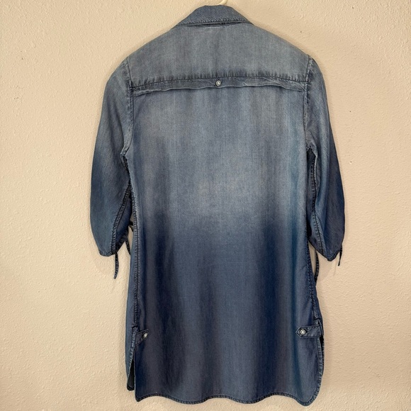 Coldwater Creek Chambray Tencel Dress Gathered Sleeves Button Women’s Sz S (6-8) - Picture 2 of 13